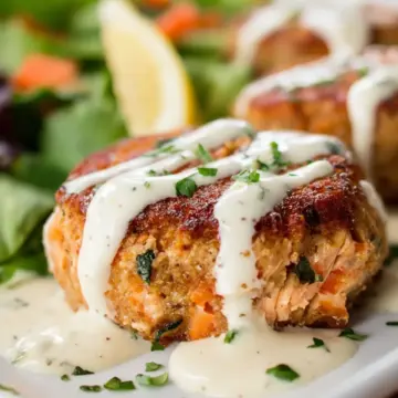 Salmon Cakes with Creamy Garlic Sauce