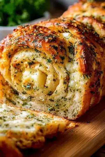Swirled Garlic Herb And Cheese Bread