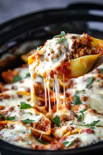 Slow Cooker Stuffed Shells with Meat
