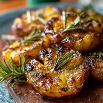 Smoky Grilled Garlic Rosemary Smashed Potatoes