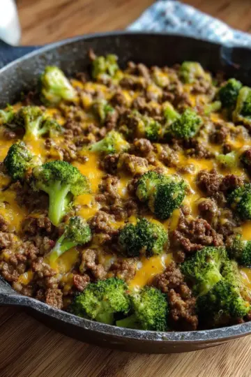 Keto Hamburger Broccoli Skillet