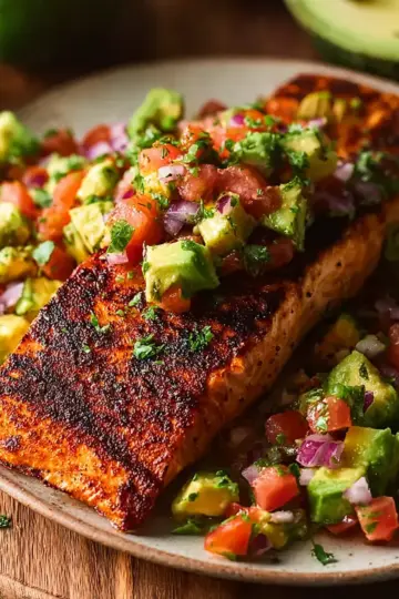 Simple Grilled Salmon with Avocado Salsa