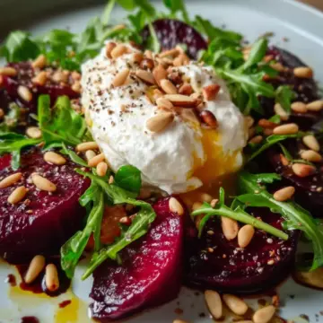 Beet and Burrata Salad with Pine Nuts