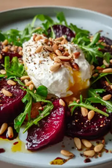Beet and Burrata Salad with Pine Nuts