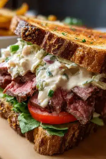 Grilled Beef Sandwich with Homemade Creamy Dressing