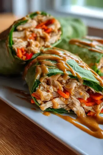 Easy Thai Chicken Wraps with Peanut Sauce