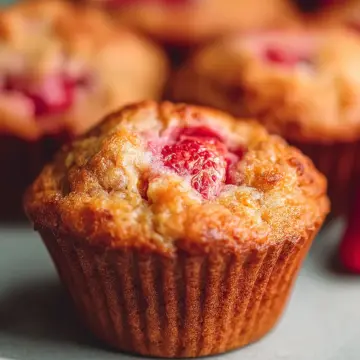 Best Strawberry Rhubarb Protein Muffins