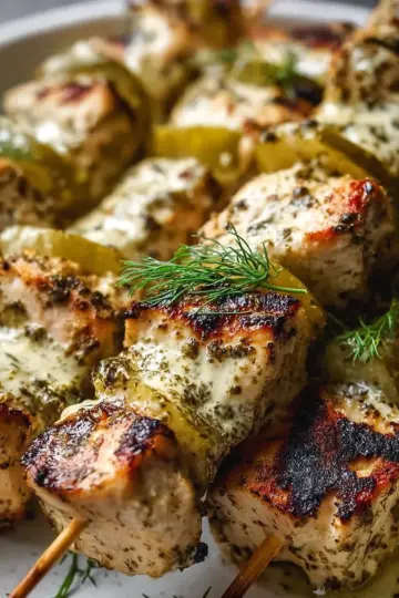 Easy Dill Pickle Ranch Chicken Skewers