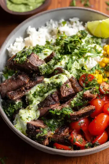 Cilantro Lime Steak and Rice Bowls